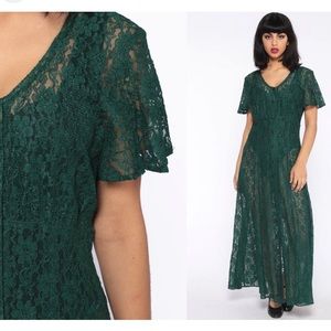 Vintage MS choice green lace dress